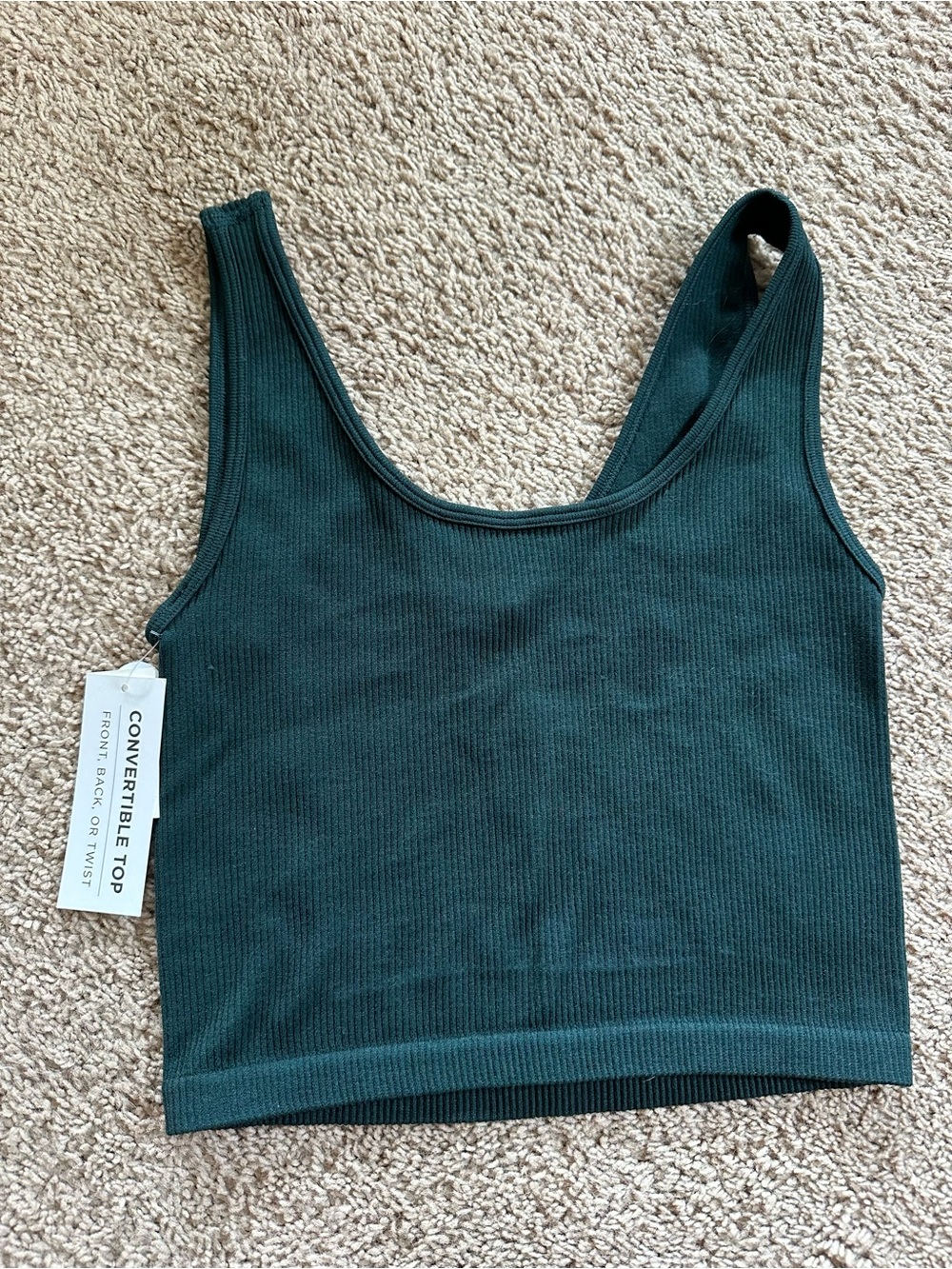 Aeropostale Ribbed Convertible Tank Top - Dark Teal.